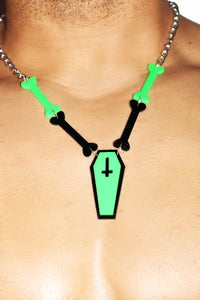 Neon Coffin Chain Necklace- Green