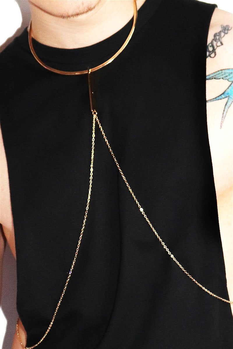 Collar Split Chain Harness-Gold