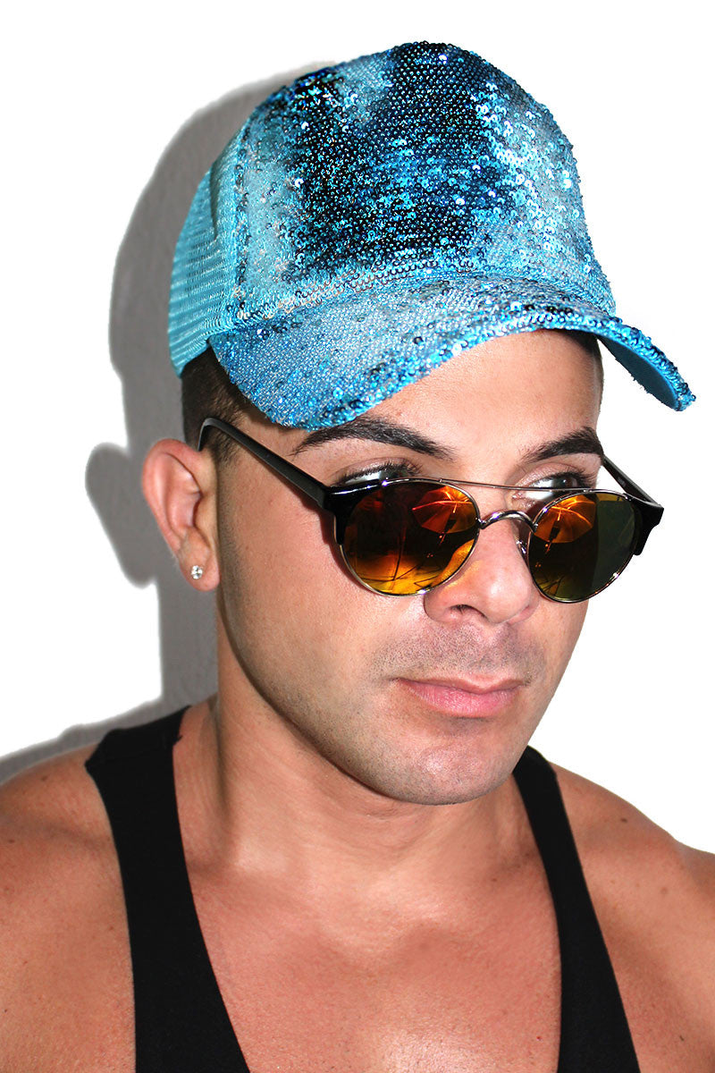 Color Changing Sequin Fish Scale Dad Hat- Blue