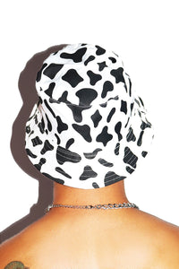 Cow Print Bucket Hat - Black