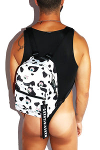 Alien Eyes Cow Print Backpack Bag-White