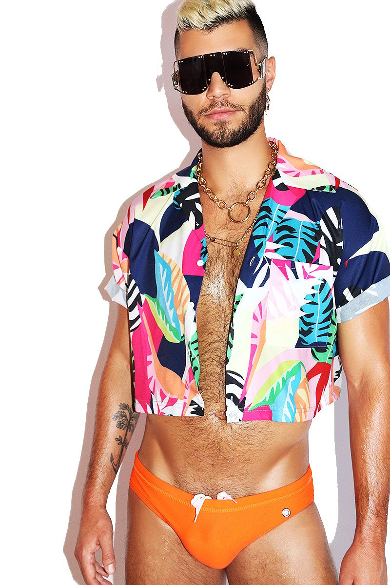 Jungle Relax Crop Shirt - Navy