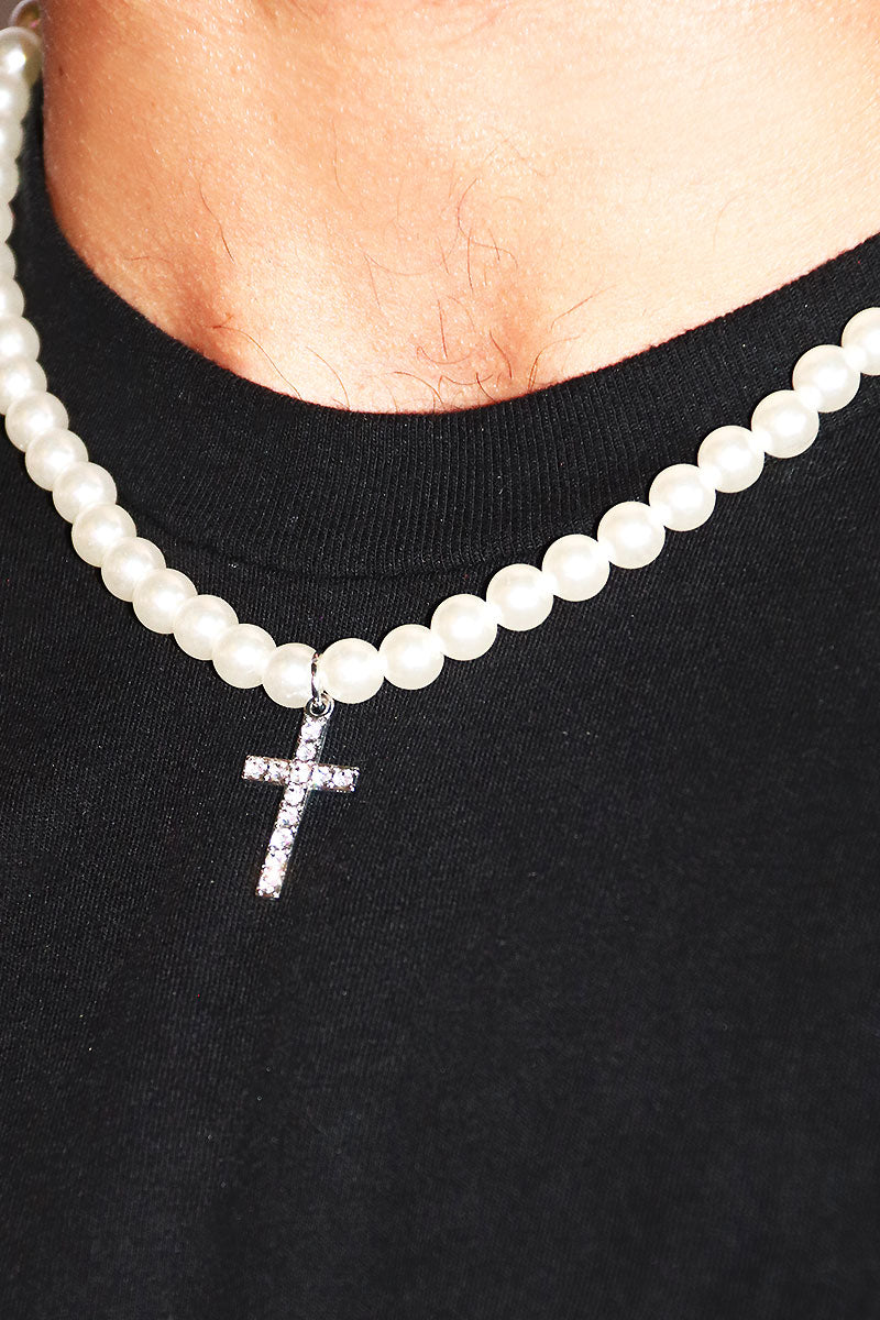 Gleaming Glory Cross Necklace - Silver