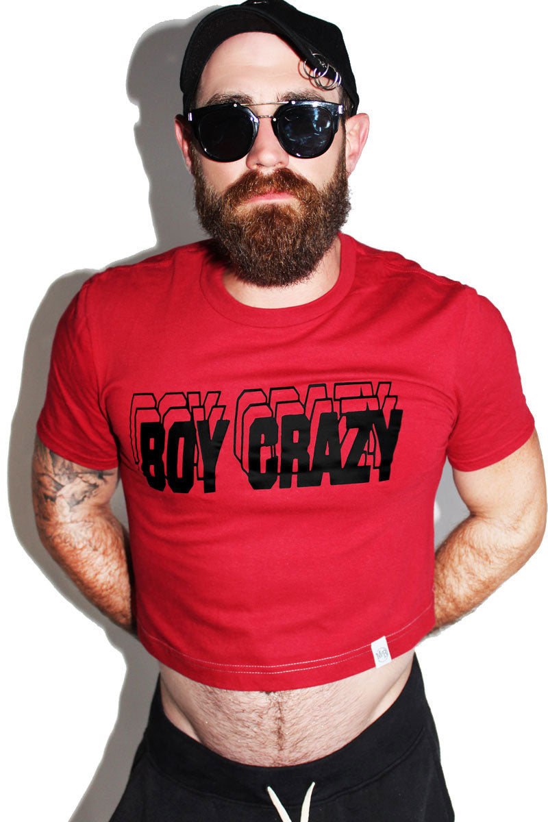 Boy Crazy Crop Tee- Red