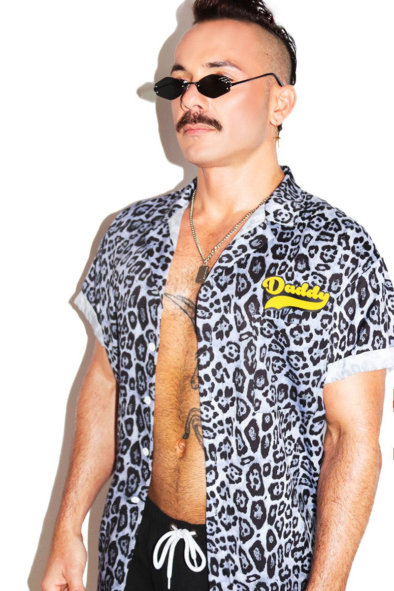 Daddy On Deck Jaguar Print Shirt - Gray