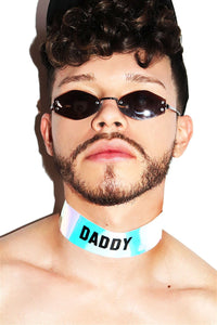 Daddy Thick Vinyl Holographic Choker-Silver