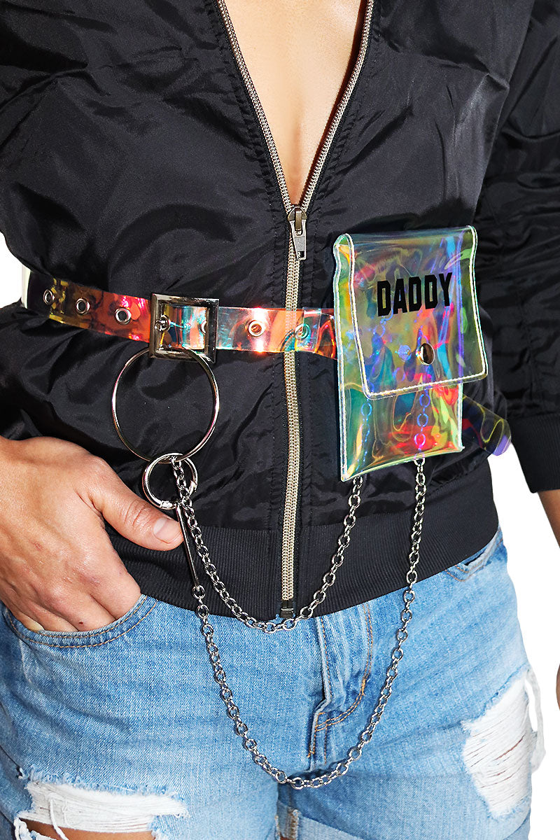 Daddy Iridescent Fanny Pack-Clear