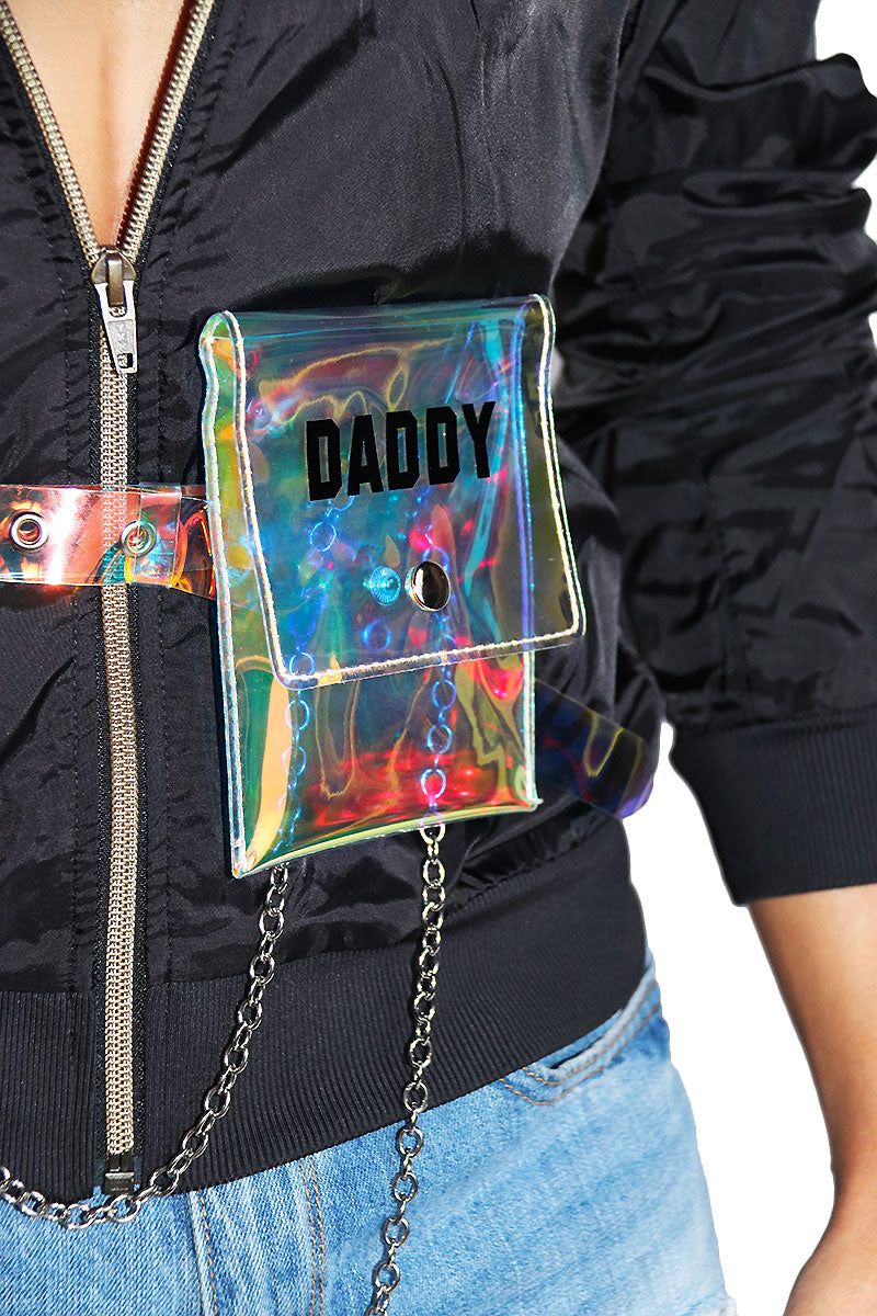 Daddy Iridescent Fanny Pack-Clear