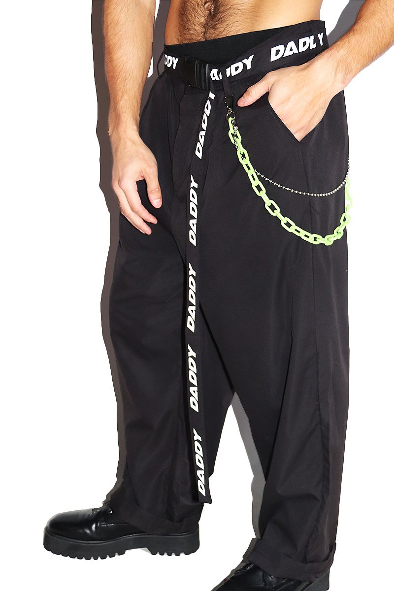 Daddy Pleated Baggy Pants-Black