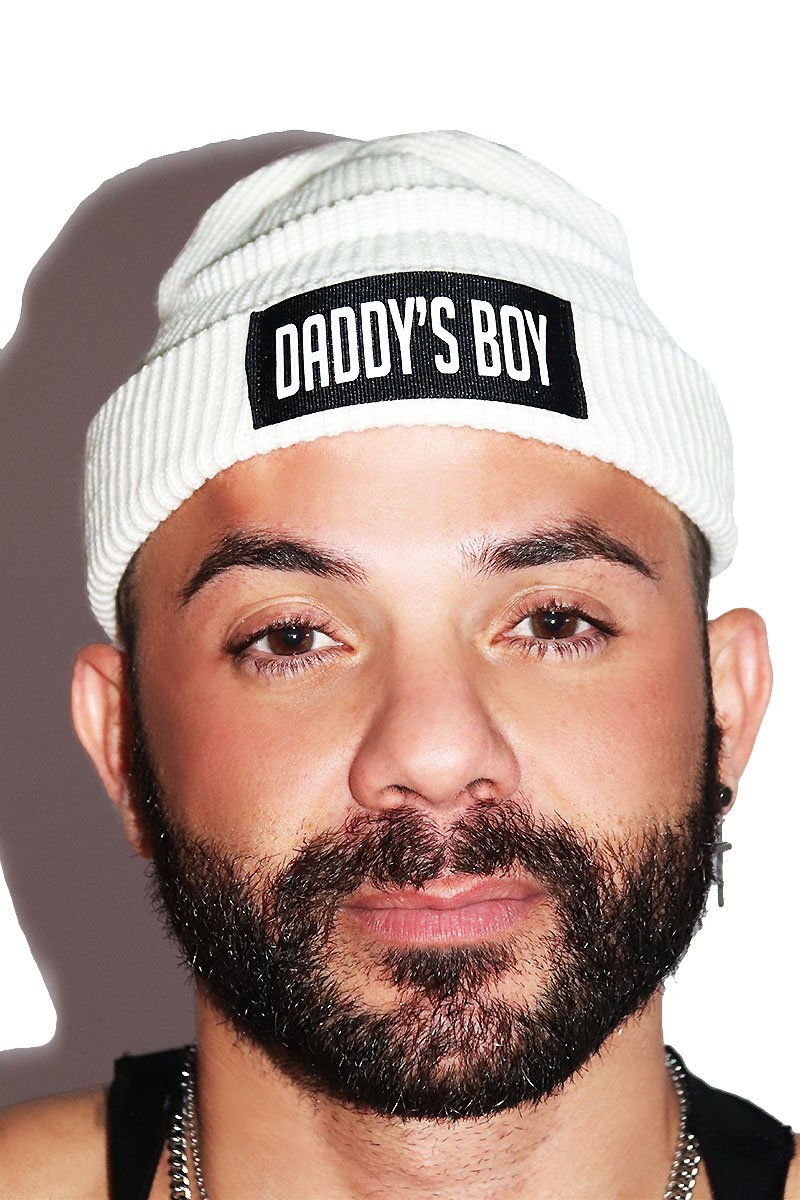 Daddy's Boy Skull Cap Beanie- White