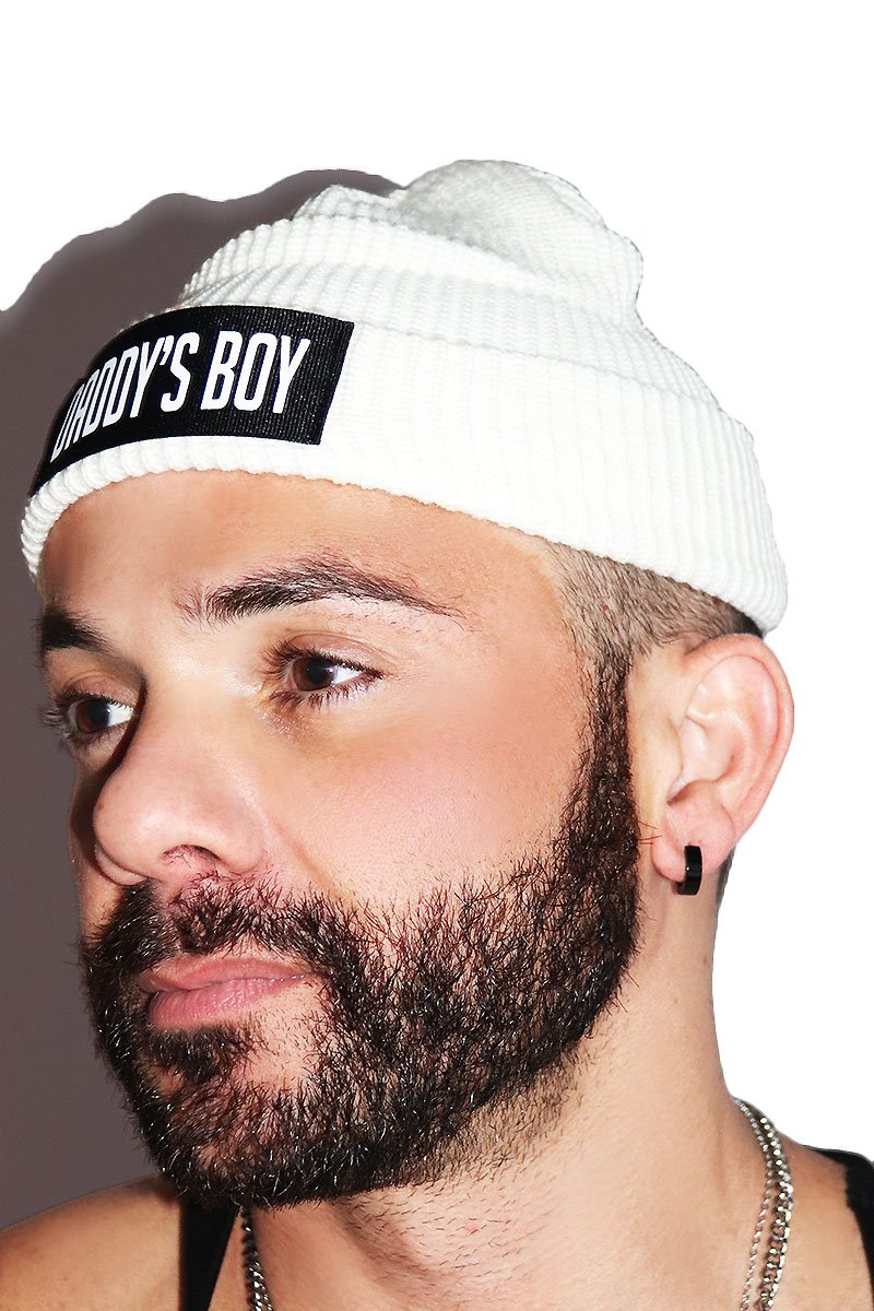 Daddy's Boy Skull Cap Beanie- White