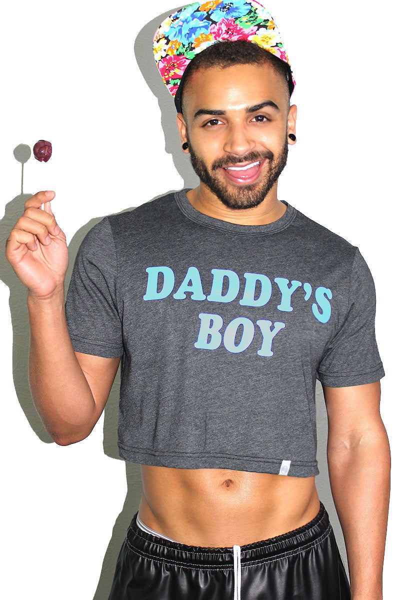 Daddy's Boy Crop Tee- Dark Charcoal