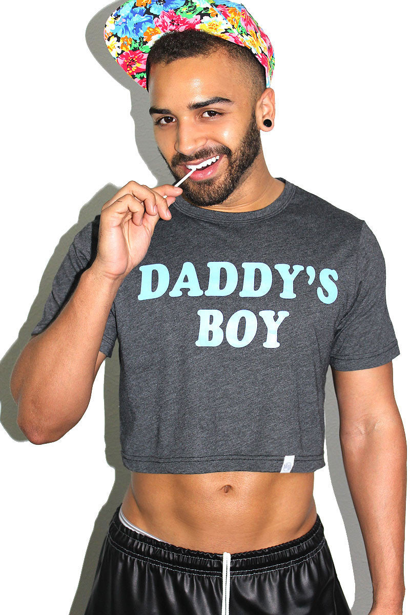 Daddy's Boy Crop Tee- Dark Charcoal