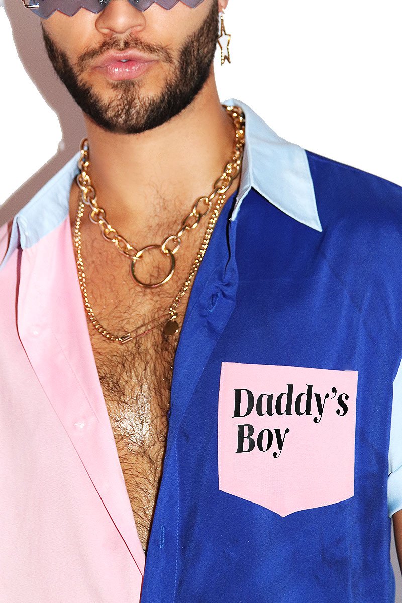 Daddy's Boy Colorblock Shirt - Sky Blue