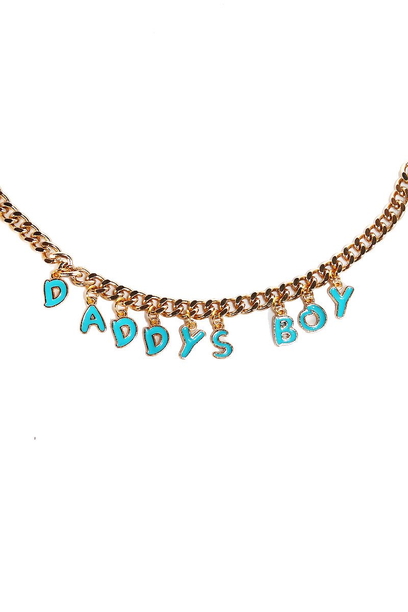 Daddy's Boy Pendant Choker Necklace - Gold