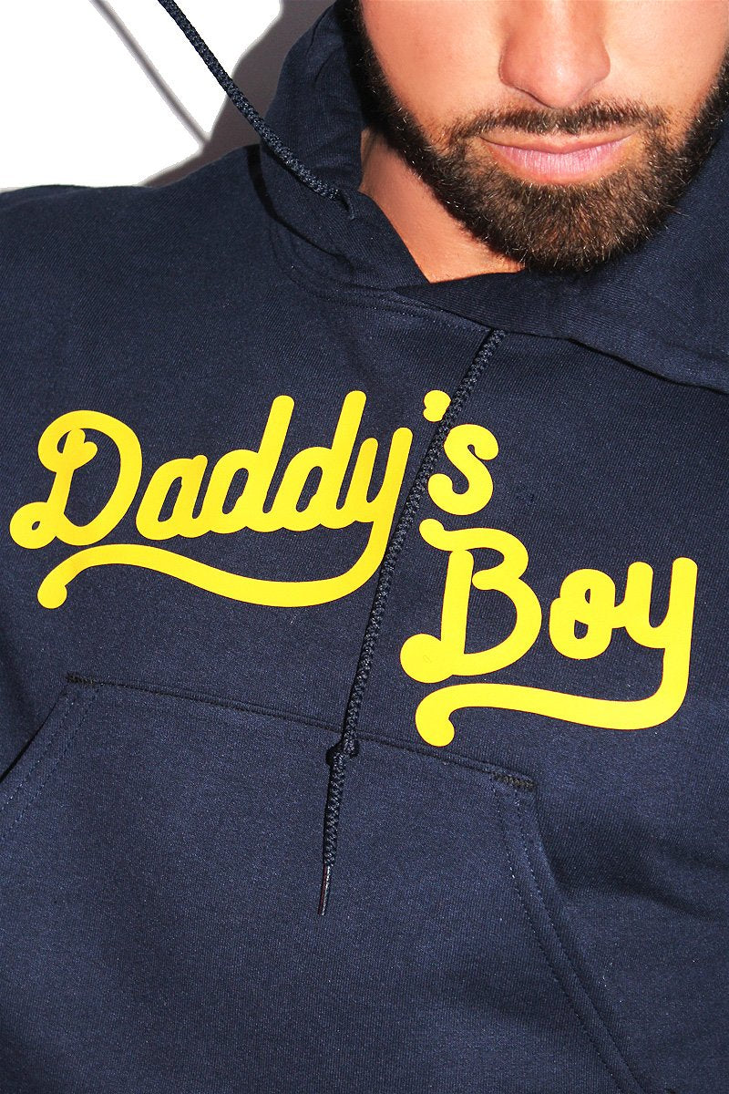 Daddy's Boy Crop Long Sleeve Hoodie- Navy