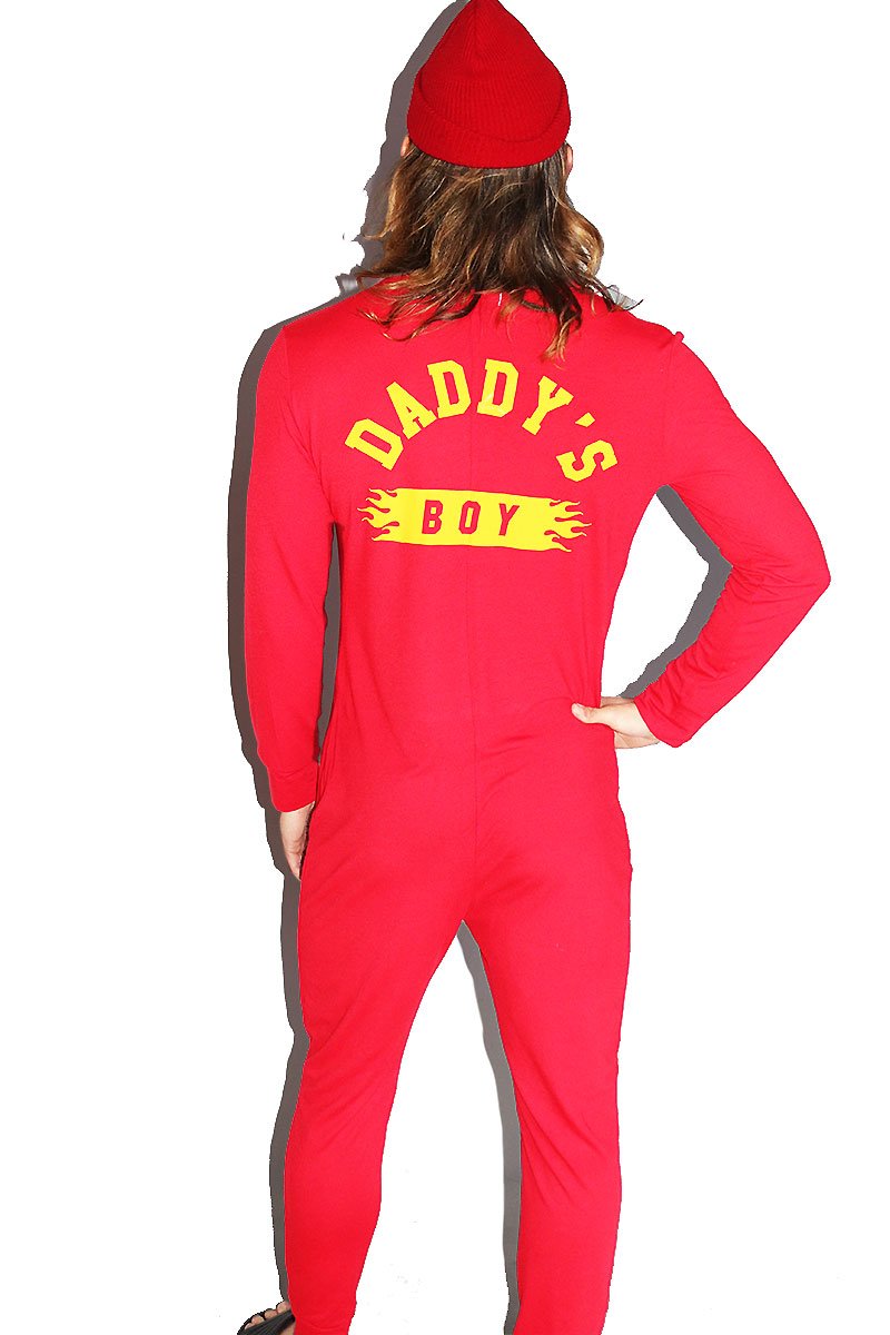Daddy's Boy Pajama Romper-Red