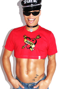 Daddy Tattoo Extreme Crop Tee-Red