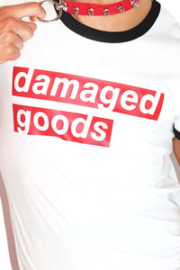 Damaged Goods Ringer Tee- White