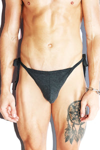 Core Tied Up String Thong - Dark Charcoal