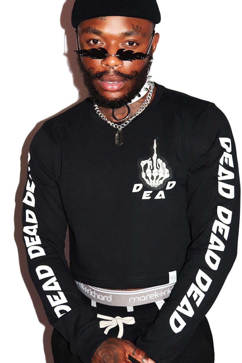 Dead Long Sleeve Crop Tee- Black