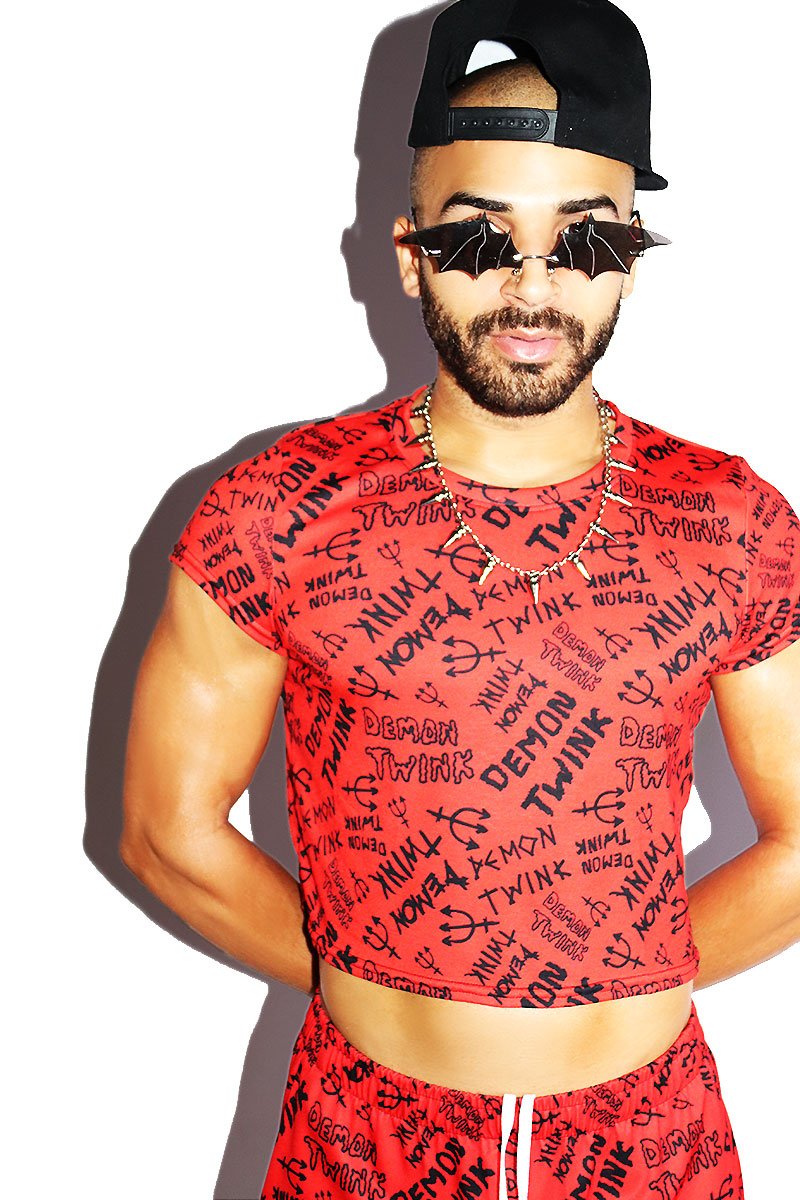 Demon Twink All Over Print Crop Tee- Red