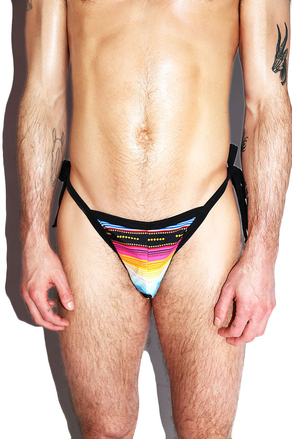Hacienda Tied Up String Thong in Multi, view 2