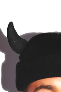 Devil Horns Skull Cap Beanie- Black