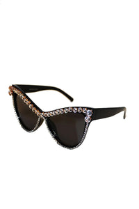 Hollywood Rhinestone Oversize Sunglasses-Black