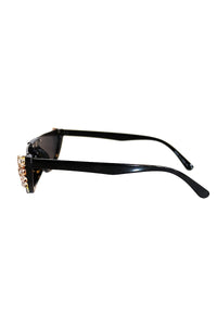 Rhinestone Half Eye Sunglasses-Black
