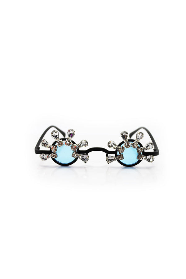 Diamond Lashes Peeper Sunglasses in Blue