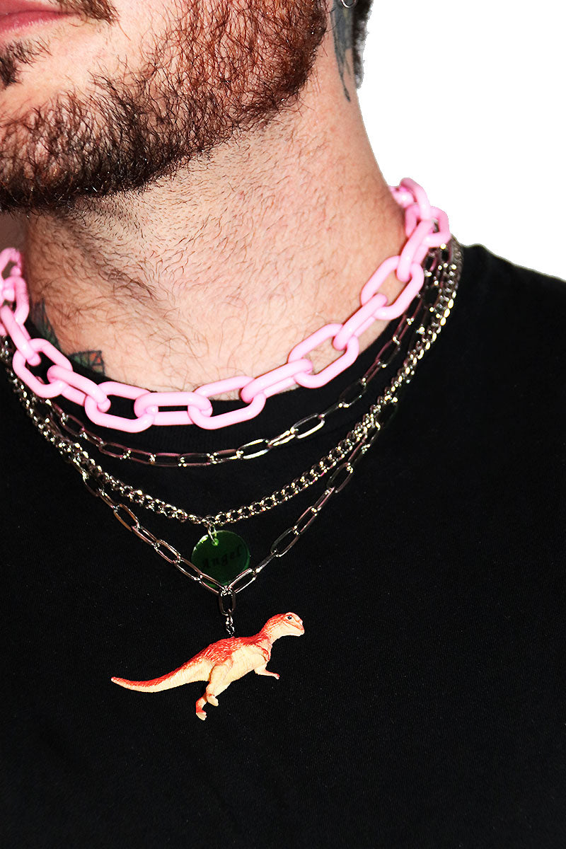 Dinosaur Icon Necklace - Pink