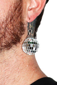 Disco Ball Mirror Single Earring - Silver
