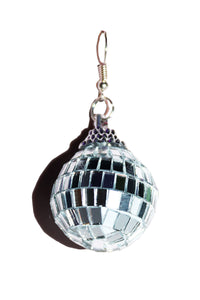 Disco Ball Mirror Single Earring - Silver