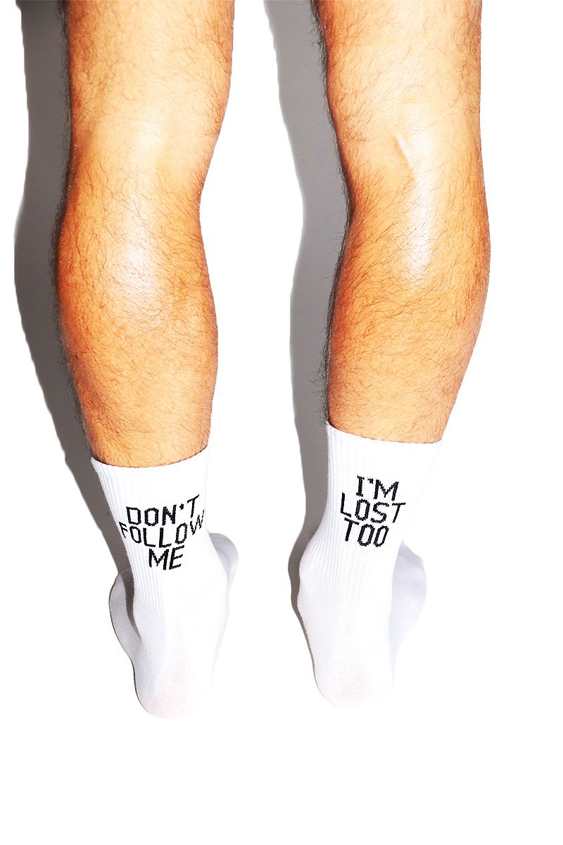 Don't Follow Me Quarter Length Socks- White