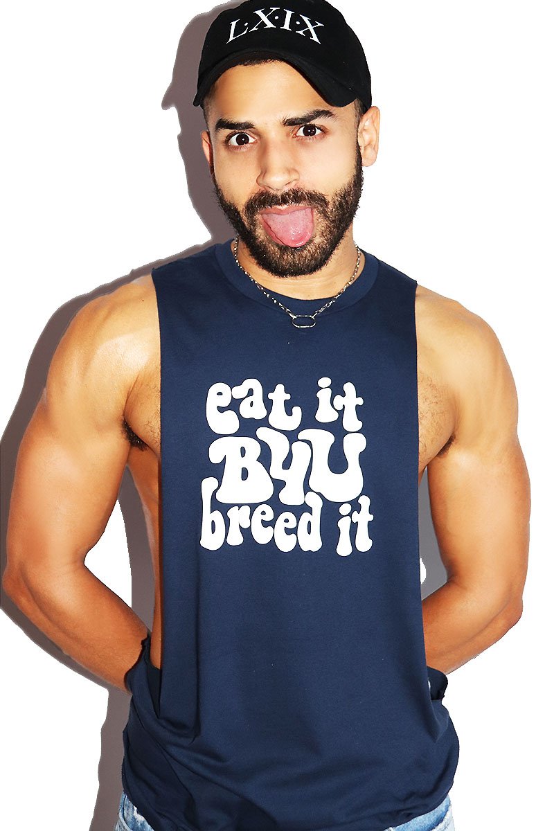 Eat It Before You Breed It Low Arm Shredder Tank-Navy