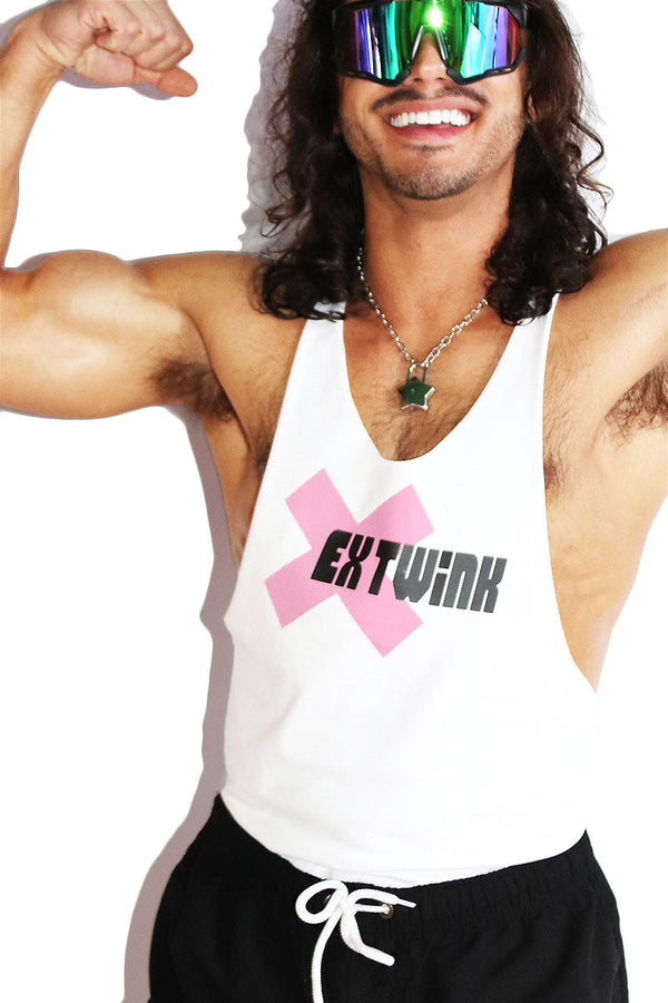 Ex Twink String Tank in White