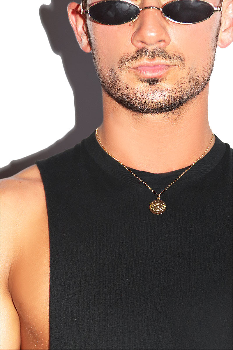 Protection Coin Third Eye Necklace - Gold