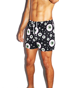 Eye See You All Over Print Active Shorts- Black