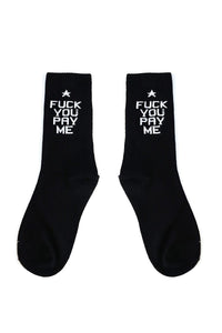 F You Pay Me Quarter Length Socks- Black