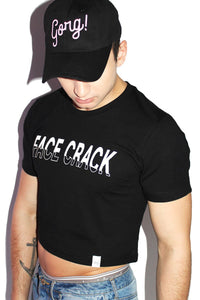 Face Crack Crop Tee- Black
