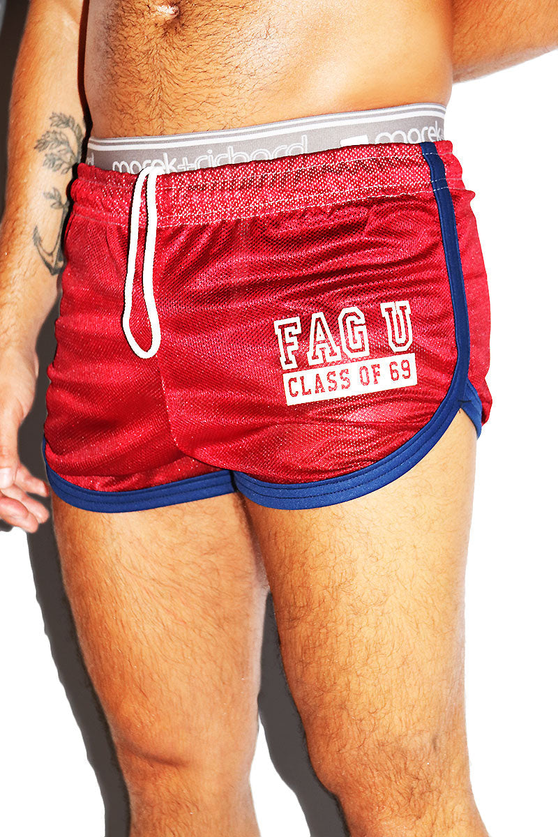 Faggot University Running Shorts-Burgundy