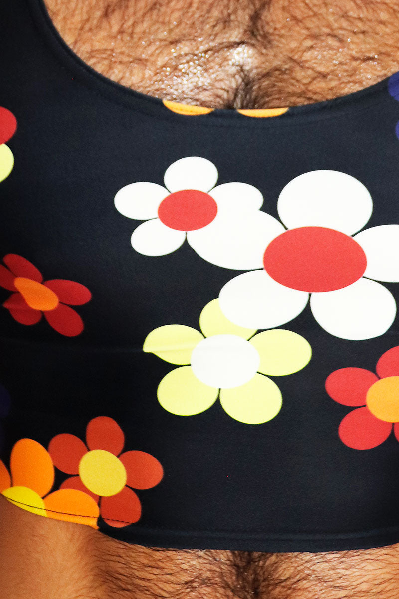 Fall Florals All Over Print Fitted Crop Tank- Black – Marek+Richard