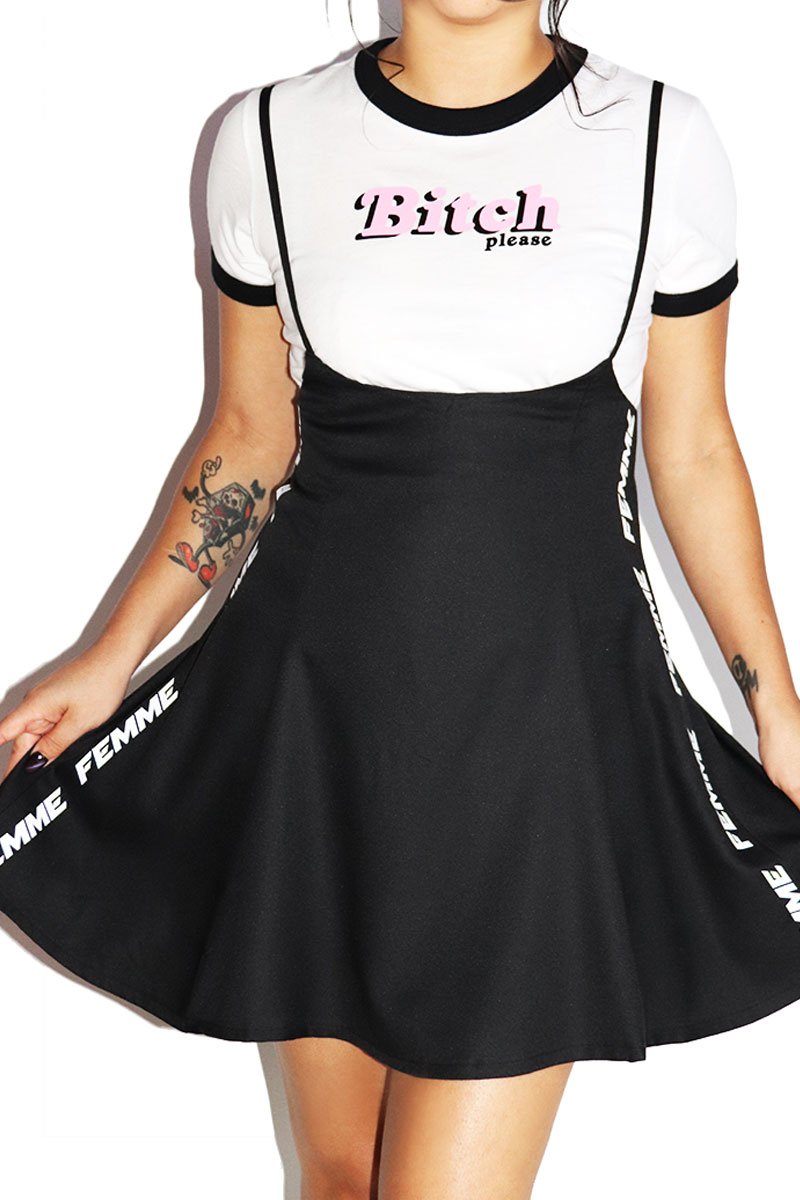 Femme Waist T-shirt Dress- Black