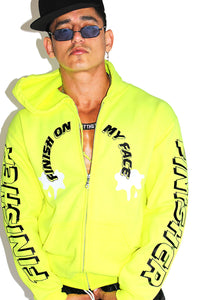 Finish On My Face Full Zip Hoodie- Neon Yellow