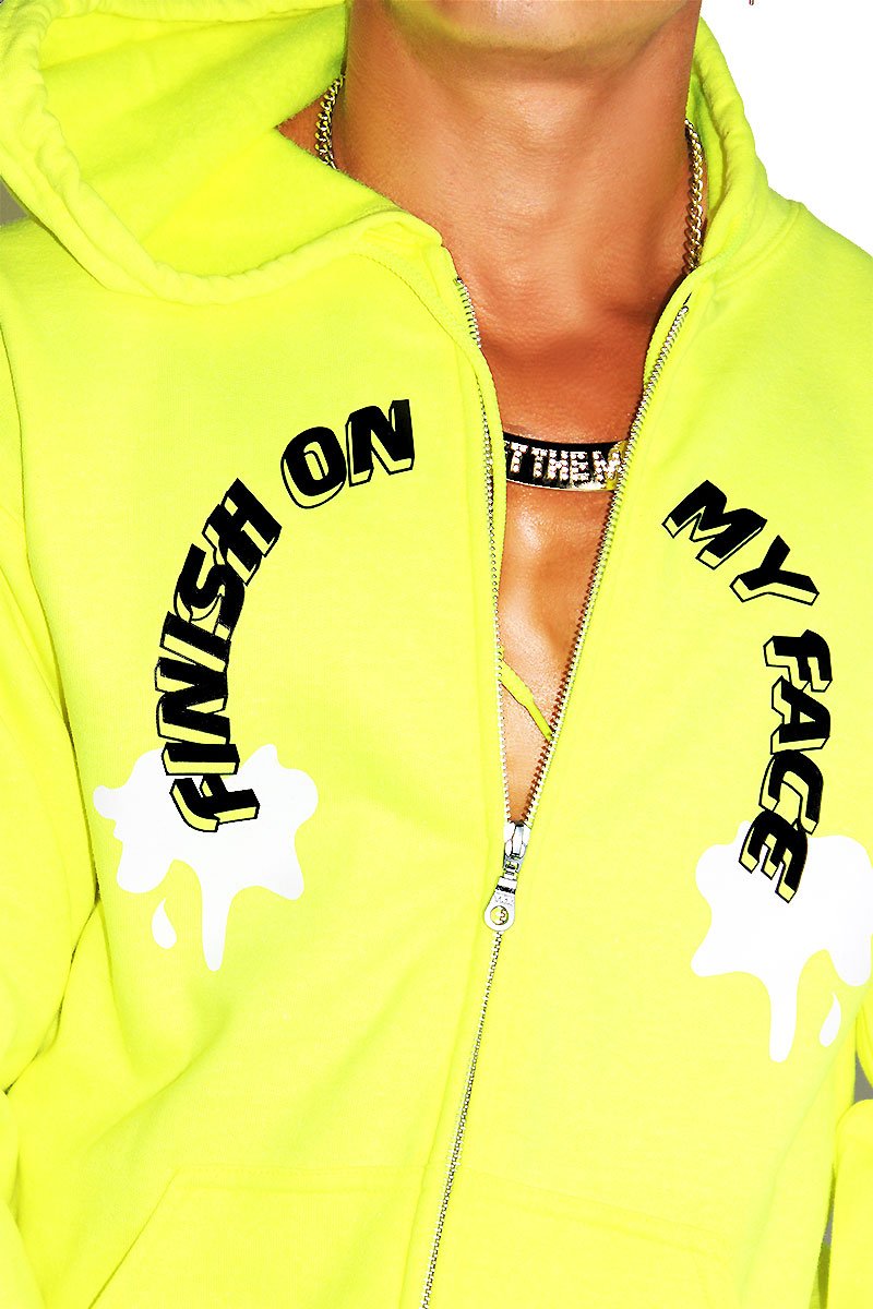 Finish On My Face Full Zip Hoodie- Neon Yellow