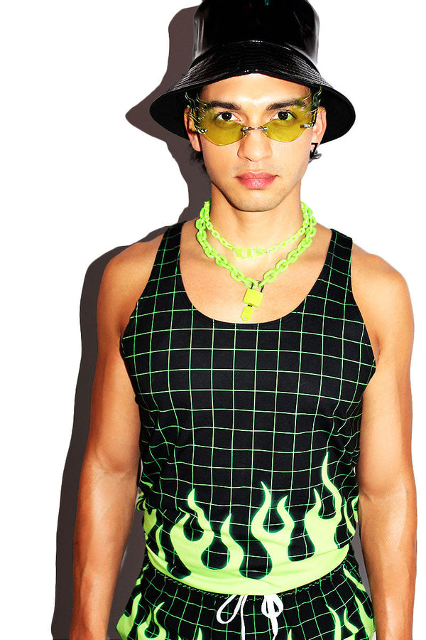 Chemical Fire All Over Racerback Tank in Black, view 2
