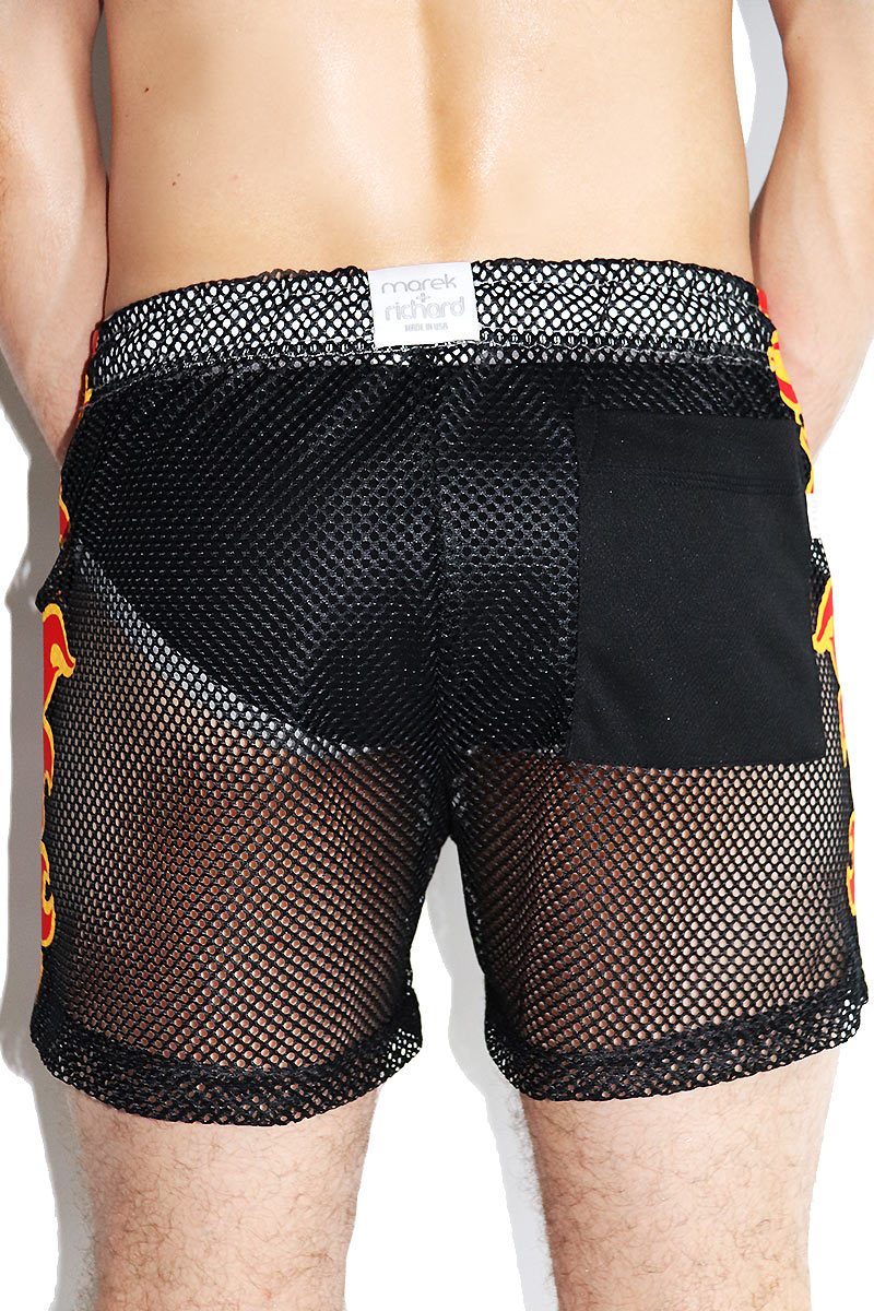 Flamin' Hot Mesh Athletic Shorts-Black