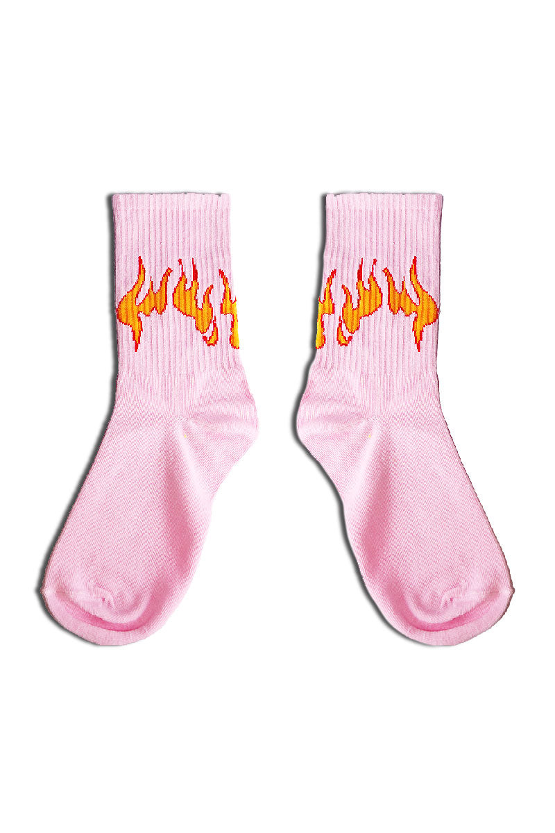Fire Flame Quarter Length Socks- Pink
