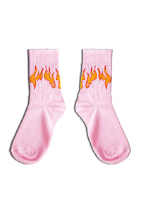 Fire Flame Quarter Length Socks- Pink